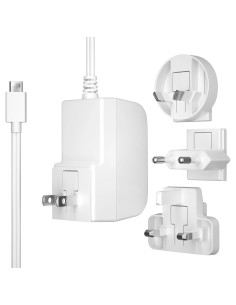 BLANC - Alimentation pour Raspberry Pi 4 -1.5m USB type C avec adaptateurs AC [UK/EURO/USA/AUS]