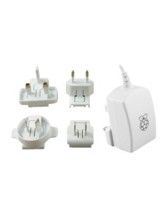 Alimentation officielle 5V 2,5A pour Raspberry Pi 3 avec adaptateurs UK/EURO/USA/AUS - Blanc