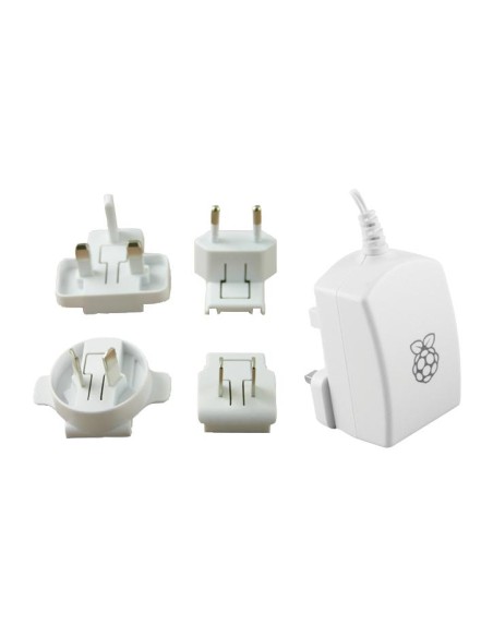 Alimentation officielle 5V 2,5A pour Raspberry Pi 3 avec adaptateurs UK/EURO/USA/AUS - Blanc