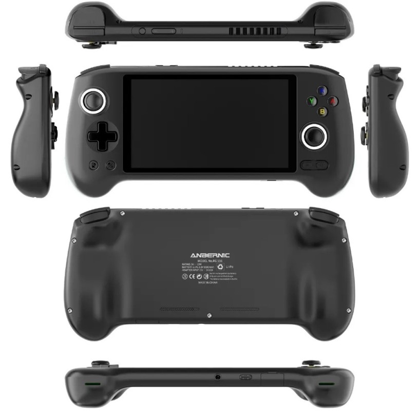 RG556 Console de jeux avec écran AMOLED de 5,48 pouces, 8 Go de RAM / 128 Go de stockage (plus de 4400 jeux compatibles) - NOIR