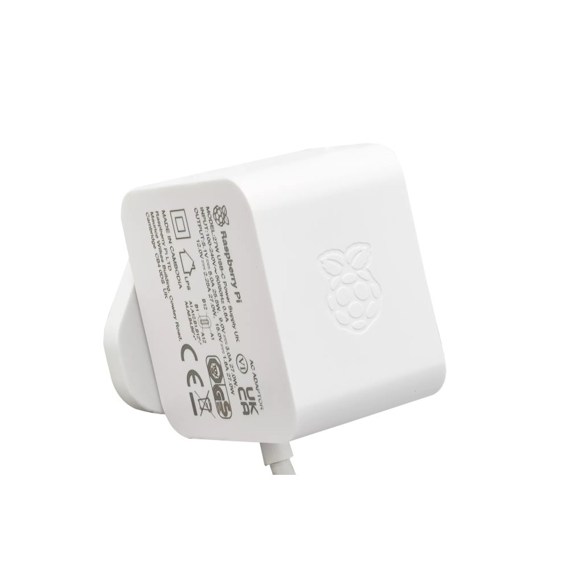 Alimentation officielle Raspberry Pi 5, 27W USB-C BLANC