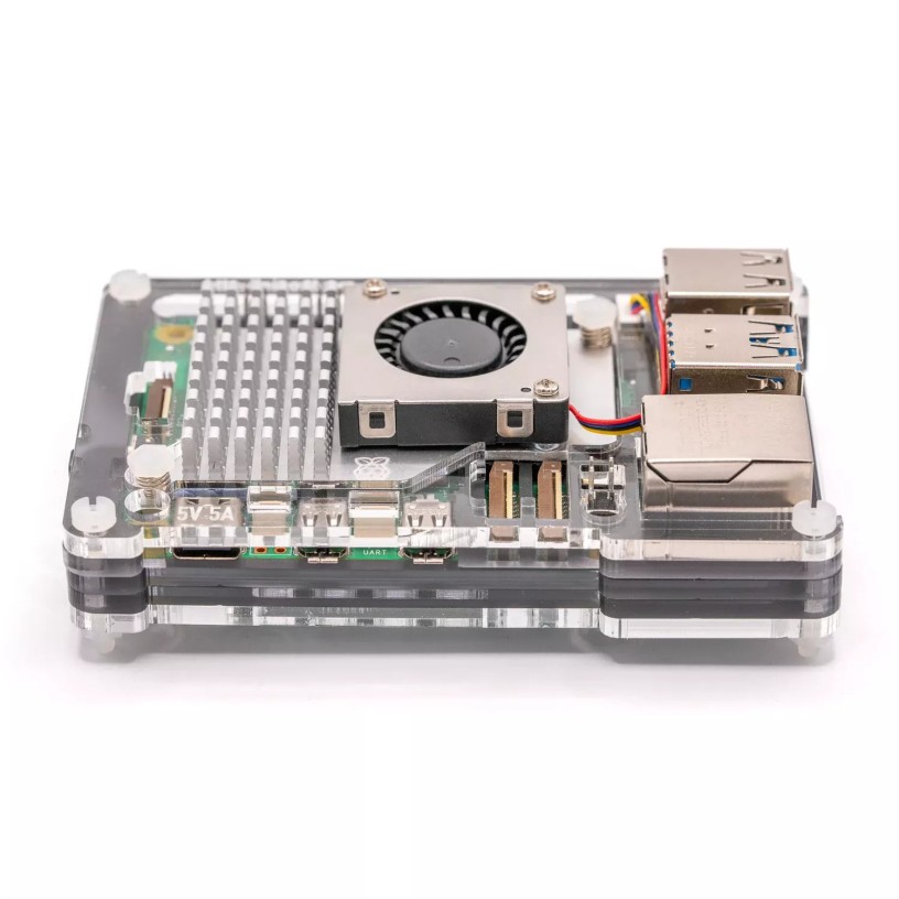 Boîtier Pibow pour Raspberry Pi 5 (ventilateur non inclus) - Gris