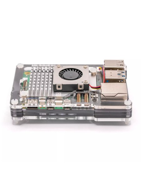 Boîtier Pibow pour Raspberry Pi 5 (ventilateur non inclus) - Gris